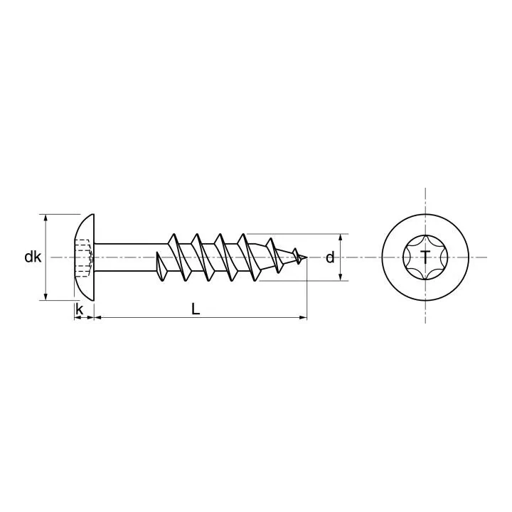 vis bois cylindrique large six lobe penture inox a2 62310 dmod1