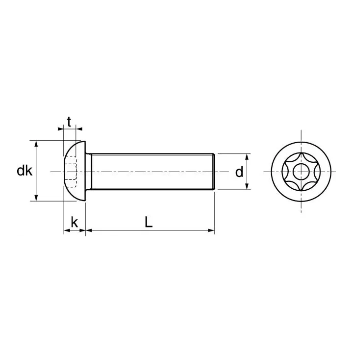 vis metaux bombee six lobe inviolable avec teton central inox a2 62805 dmod1