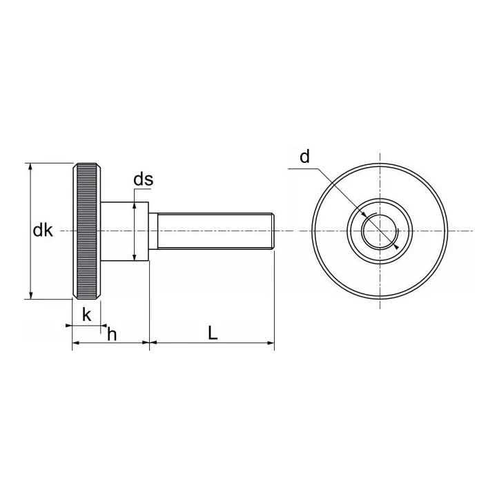vis moletee type haut inox a1 din 464 62235 dmod1