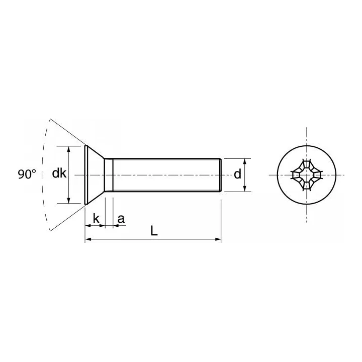 vis metaux fraisee phillips inox a2 din 965 iso 7046 62215a dmod1