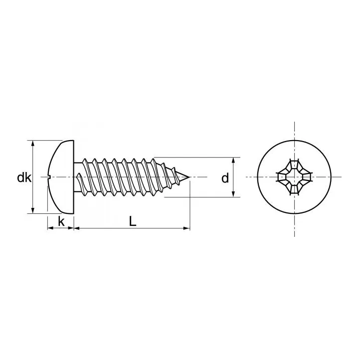 vis tole cylindrique large phillips forme c inox a2 din 7981 iso 7049 62406 dmod1