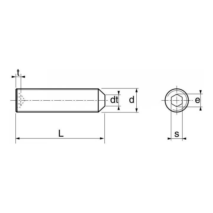 vis sans six pans creux bout pointeau inox a2 iso 4027 din 914 62205 dmod1