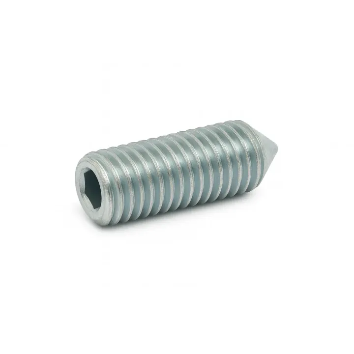 1 Vis sans six pans creux STHC DIN 914 Bout Pointeau Acier 45H zingue. vue