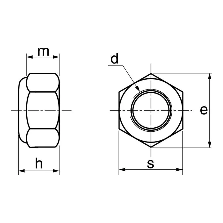 ecrou hexagonaux indesserable avec bague nylon inox a2 din 985 62602 dmod1