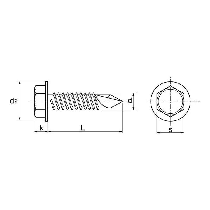 vis autoperceuse hexagonale embase inox a2 din 7504 k 62434 dmod1