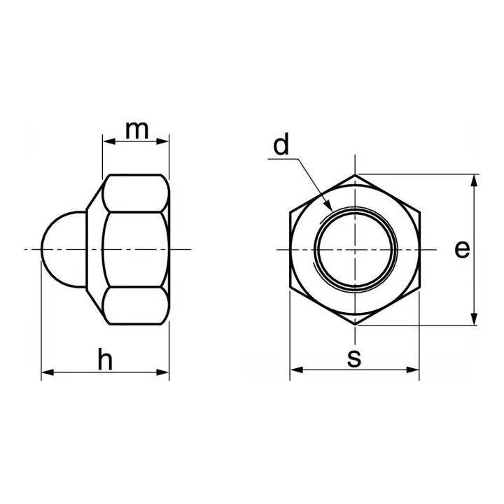 ecrou borgne autofreine avec bague nylon inox a2 din 986 62618 dmod1