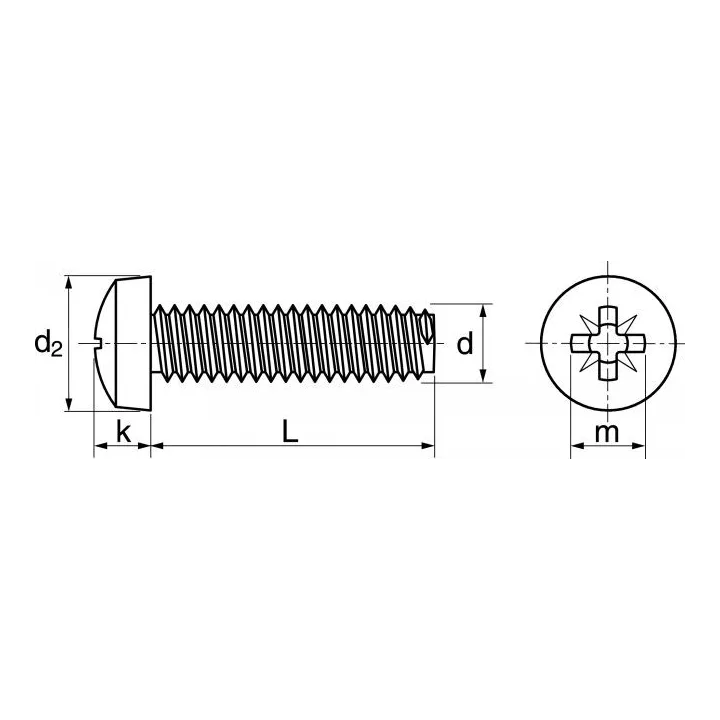 vis autotaraudeuse cylindrique pozidrive inox a2 din 7500 cz 62222 dmod1