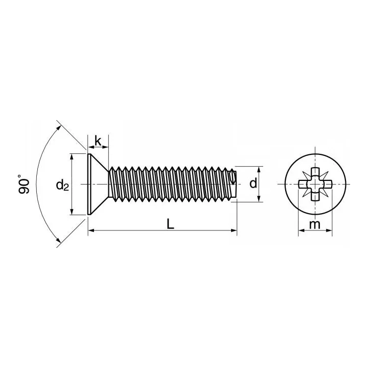 vis autotaraudeuse fraisee pozidrive inox a2 din 7500 mz 62223a dmod1