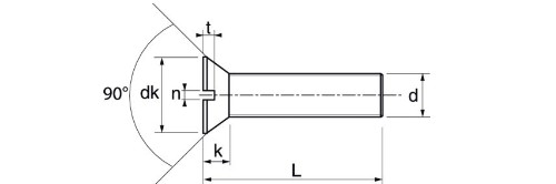 Vis tête fraisée fendue - DIN 963 - M    8   x   16 -  Inox A2 