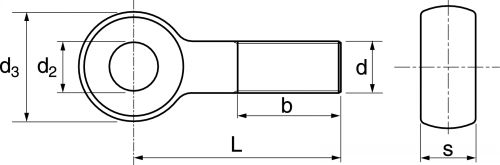 Vis à oeil - DIN 444 B - M  12  x  50 - Inox A2