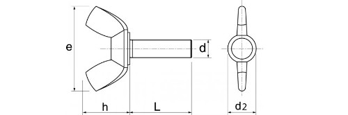 Vis à oreilles - Forme américaine - DIN 316 - M  4  x  10 - Inox A2