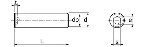 Vis sans tête à six pans creux - STHC - DIN 913 -   M    5    x  20  -   Bout plat  -  Inox A2