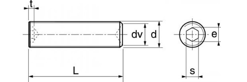 Vis sans tête à six pans creux - STHC - DIN 916 -   M    6    x  16  -   Bout cuvette  -  Acier 45H zingué