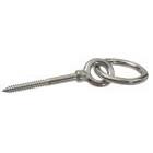 Piton à oeil filetage bois avec anneau articule - Inox A4 - M 6 x 60