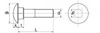 Vis tête ronde à collet carré (TRCC) - DIN 603 - M    5   x   50 -  Inox A2 